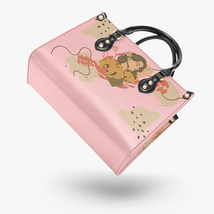 Autumn Pumpkin Art Tote Bag | Fall Women's Handbag | Pink Illustration Purse | Cute Halloween Aesthetic | PU Leather Shoulder Bag