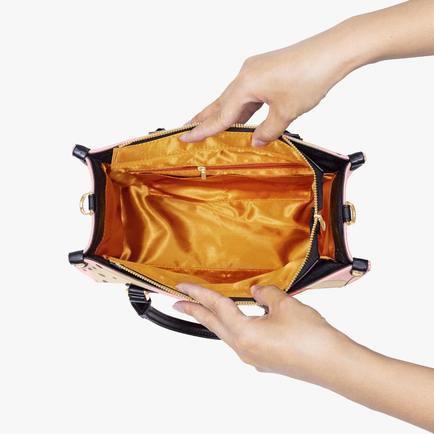 Autumn Pumpkin Art Tote Bag | Fall Women's Handbag | Pink Illustration Purse | Cute Halloween Aesthetic | PU Leather Shoulder Bag