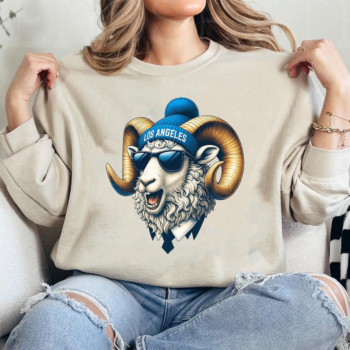 Los Angeles Football Crewneck Sweatshirt, Vintage Fan Gift, Game Day Apparel, LA Football Sweatshirt,Trendy Sports Fan Top