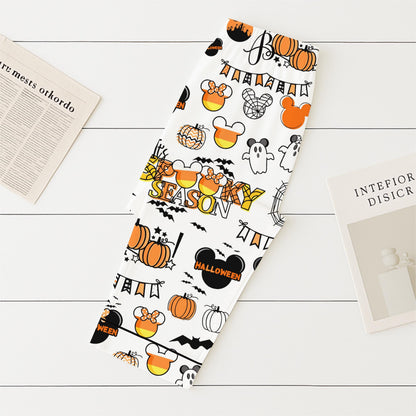 Halloween WDW Cartoon Pajamas Set, MK MN Mouse Sleepwear, Halloween Magic Kingdom Homewear, Spooky Season Gift, Halloween Boo Nightwear