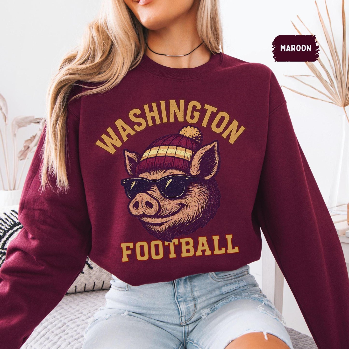Vintage Washington Football Style Sweatshirt, Washington Crewneck Commander Shirt, Washington Fan Gift, Sunday Football Shirt, Game Day