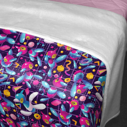 Porygon Blanket, Cute Fleece Throw Blanket, Soft Cotton Baby Blanket, Cozy Retro Gamer Room Decor, Porygon Blanket Gifts