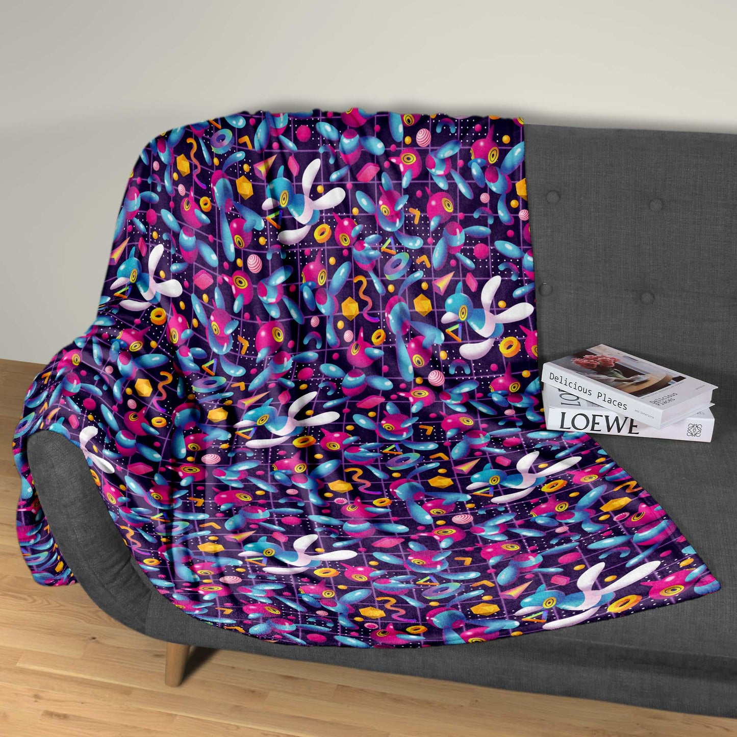 Porygon Blanket, Cute Fleece Throw Blanket, Soft Cotton Baby Blanket, Cozy Retro Gamer Room Decor, Porygon Blanket Gifts