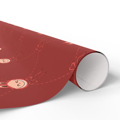 Coquette Trendy Kawaii Monster Christmas Wrapping Paper Holiday Gift Wrap for Kids Teens Fun Cartoon Creature Custom Xmas Festive Gift Wrap