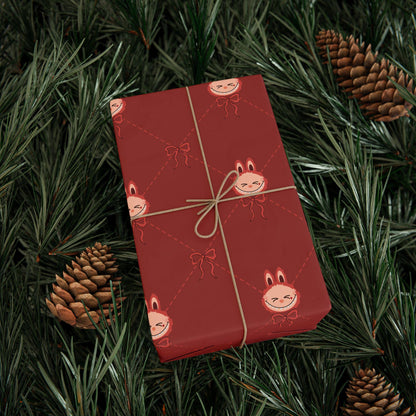 Coquette Trendy Kawaii Monster Christmas Wrapping Paper Holiday Gift Wrap for Kids Teens Fun Cartoon Creature Custom Xmas Festive Gift Wrap