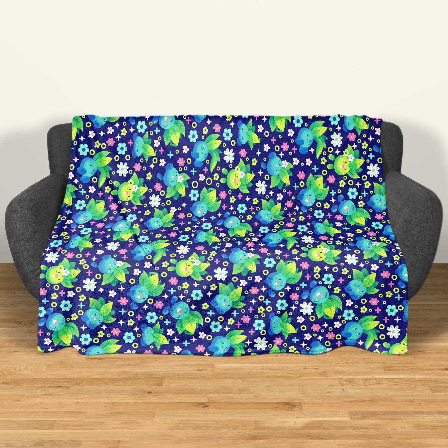 Oddish Fleece Blanket, Cute Cozy Throw, Soft Cotton Bedding, Oddish Blanket For Men Women, Home Decor Gift, Oddish Blanket Gifts
