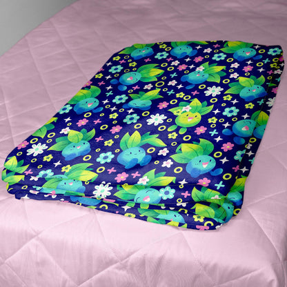 Oddish Fleece Blanket, Cute Cozy Throw, Soft Cotton Bedding, Oddish Blanket For Men Women, Home Decor Gift, Oddish Blanket Gifts