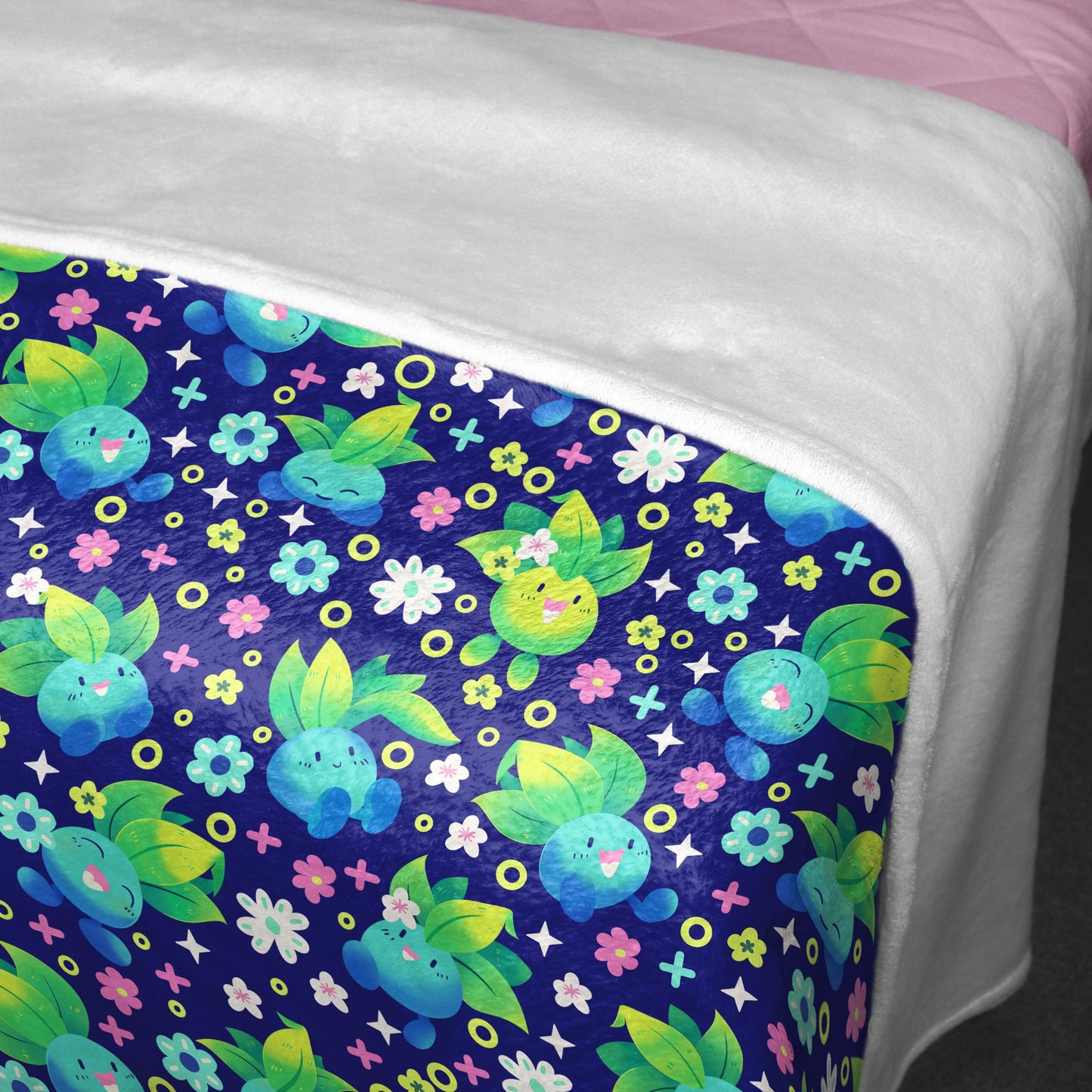 Oddish Fleece Blanket, Cute Cozy Throw, Soft Cotton Bedding, Oddish Blanket For Men Women, Home Decor Gift, Oddish Blanket Gifts