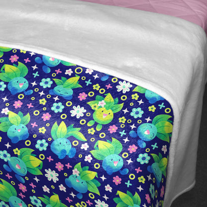 Oddish Fleece Blanket, Cute Cozy Throw, Soft Cotton Bedding, Oddish Blanket For Men Women, Home Decor Gift, Oddish Blanket Gifts