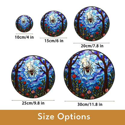 Suncatcher stained glass spider web forest flowers gift for mom Halloween gift