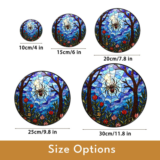 Suncatcher stained glass spider web forest flowers gift for mom Halloween gift