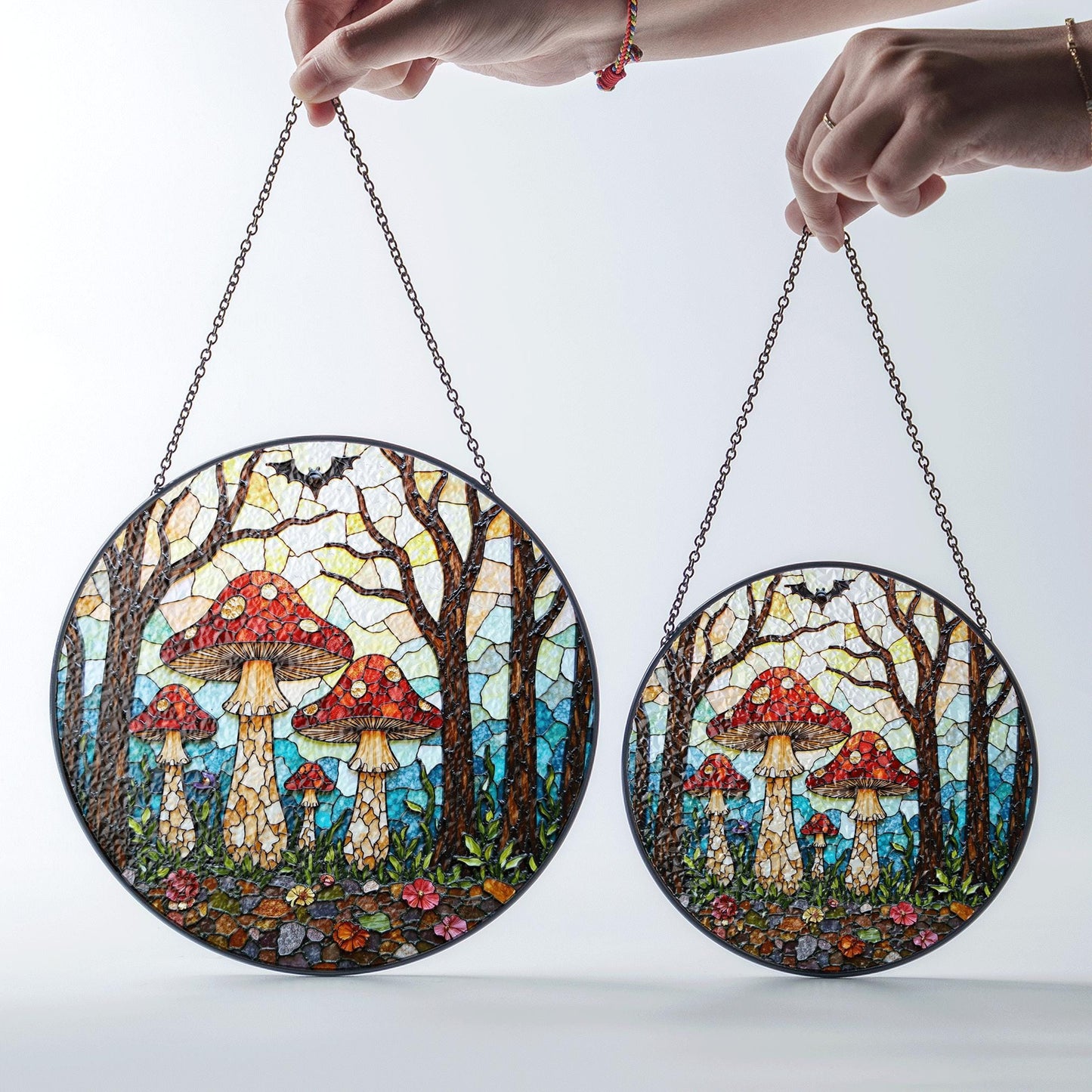 Suncatcher stained glass red mushroom forest gift for mom Mothers Day gift housewarming gift
