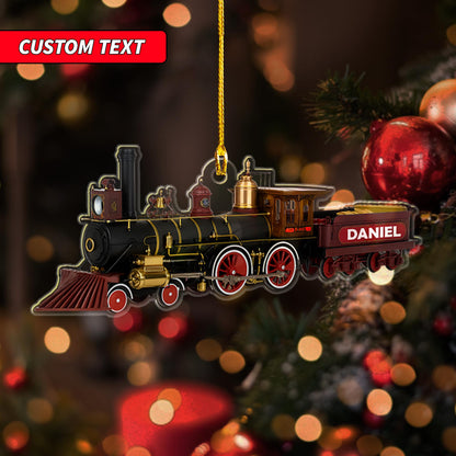 Personalized Name Railroader Train Ornament, Custom Train Acrylic Christmas Ornament, Christmas Tree Hanging Decor, Train Ornament Decor