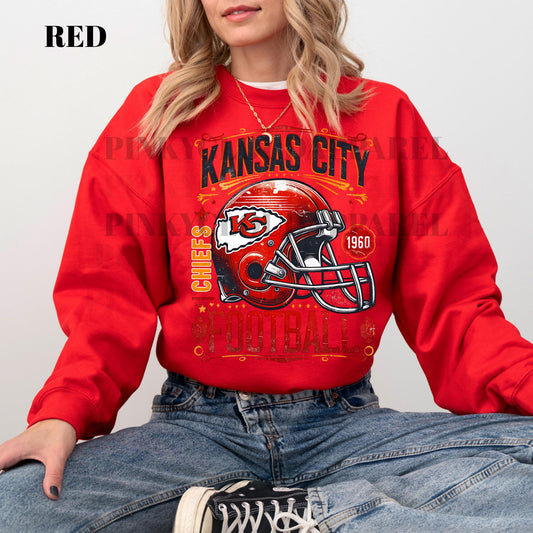 Vintage Kansas City Football Sweatshirt: Trendy Chiefs Fan Tee
