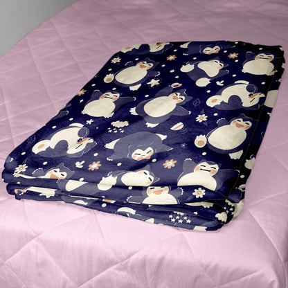 Snorlax Fleece Blanket, Cozy Throw for Kids and Adults, Soft Cotton Bedding, Cute Home Decor Gift