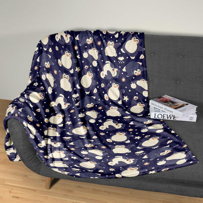 Snorlax Fleece Blanket, Cozy Throw for Kids and Adults, Soft Cotton Bedding, Cute Home Decor Gift