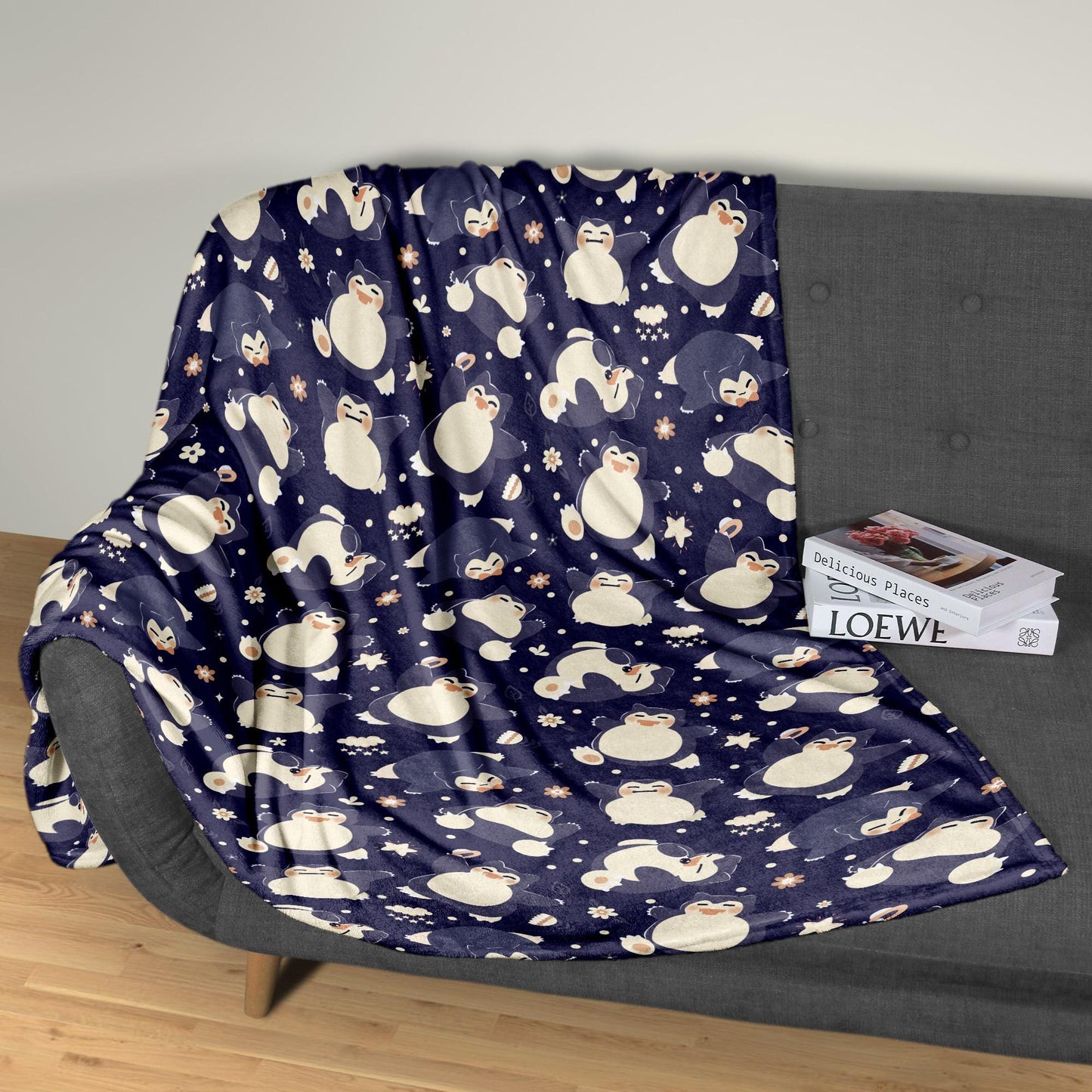 Snorlax Fleece Blanket, Cozy Throw for Kids and Adults, Soft Cotton Bedding, Cute Home Decor Gift