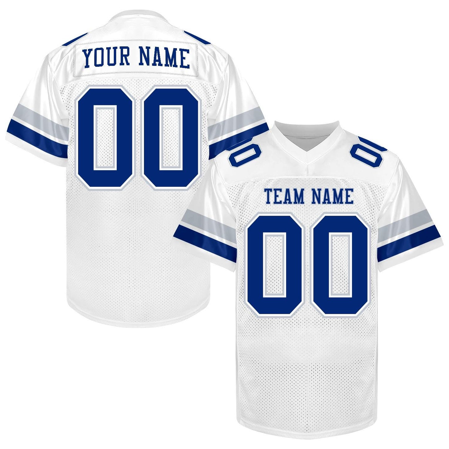 Custom Blue Gold Football Jersey Men Women Youth Kid, Football Shirt Printed Name Number and Logo, Practice Football Uniform for Sports Fan