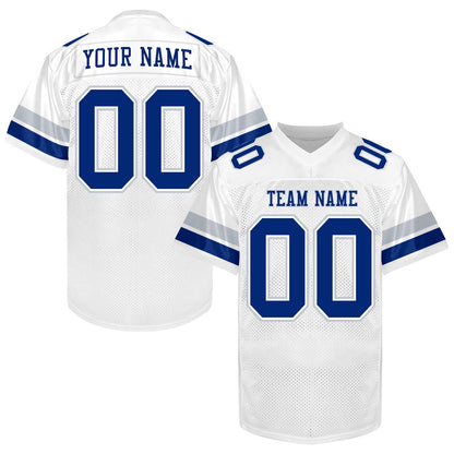Custom Blue Gold Football Jersey Men Women Youth Kid, Football Shirt Printed Name Number and Logo, Practice Football Uniform for Sports Fan