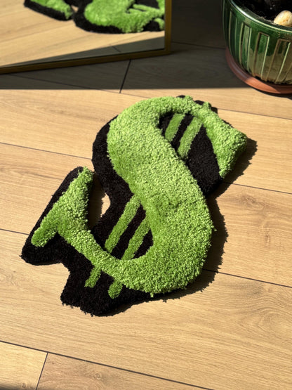 Handmade Dollar Sign Tufted Rug Green Black Money Symbol Carpet Urban Aesthetic Soft Floor Mat Cool Room Decor 60x35cm Gift Idea