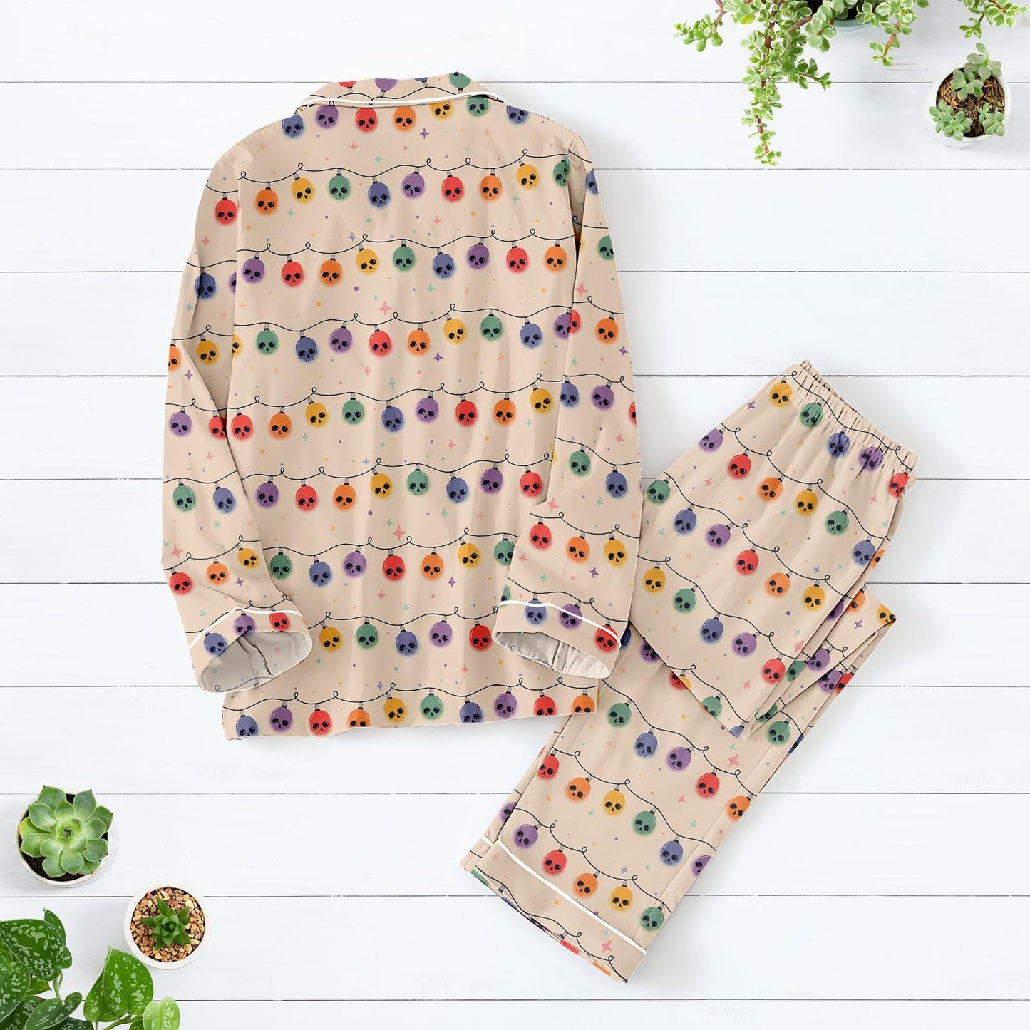 Halloween Pajama Set for Women, Pumpkin Satin Sleepwear, Spooky Jack O'Lantern PJs, Long Sleeve Fall Loungewear, Trick or Treat Outfit