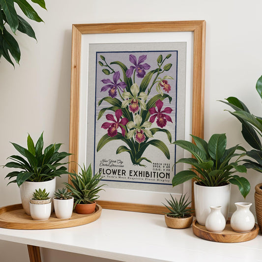 New York Orchid Botanical Poster, Urban Floral Wall Art | Vintage Botanical Decor for Plant Moms, Mid Century Orchid Print