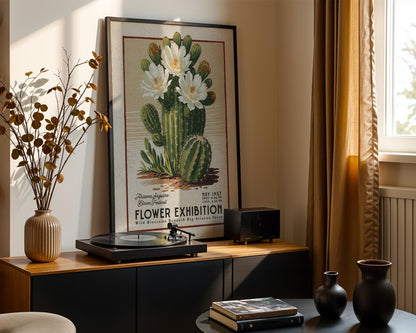 Flower Market Saguaro Cactus Print, Retro Arizona Flower Art | Flower Market Print | Retro Botanical Poster, Floral Western Wall Art