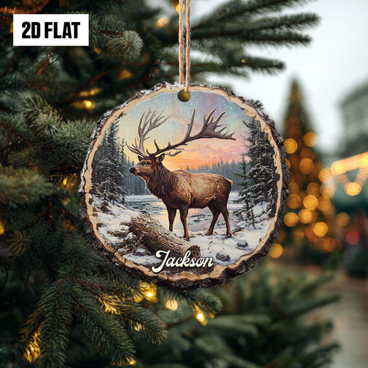 Personalized Rein Deer 2D Flat Ornament, Custom Name Christmas Tree Ornament, Wildlife Christmas Ornament, Nature Lover's Gift for Holiday