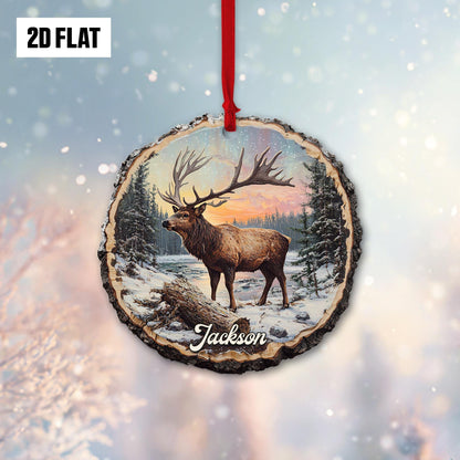 Personalized Rein Deer 2D Flat Ornament, Custom Name Christmas Tree Ornament, Wildlife Christmas Ornament, Nature Lover's Gift for Holiday
