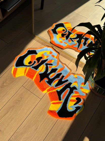 Handmade Crime Tufted Rug 3D Graffiti Style Carpet Bold Street Art Aesthetic Soft Floor Mat Urban Room Decor 70x45cm Gift Idea