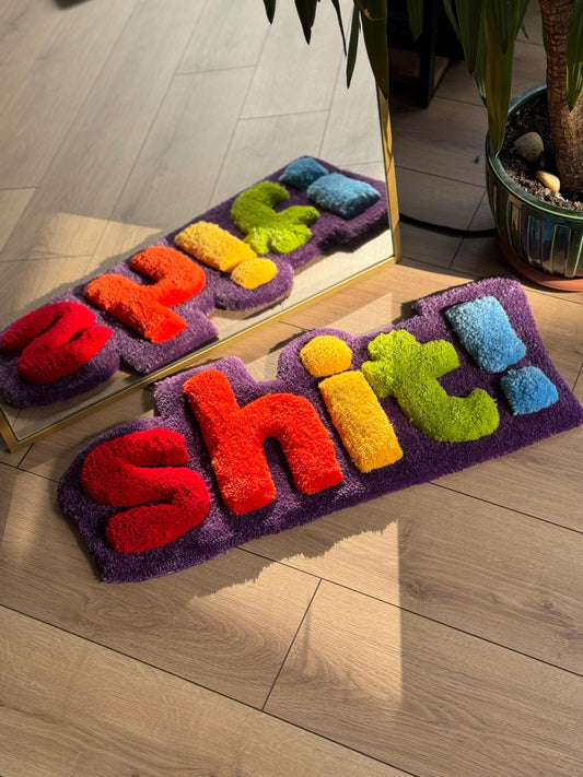 Handmade Sh1t Tufted Rug Colorful 3D Text Carpet Funky Rainbow Aesthetic Soft Floor Mat Cool Room Dorm Decor 80x35cm Gift Idea