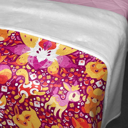 Vulpix and Shuckle Blanket, Cute Baby Blanket, Cozy Fleece Throw, Soft Cotton Blanket, Kawaii Bedroom Decor, Alolan Vulpix Blanket Gifts