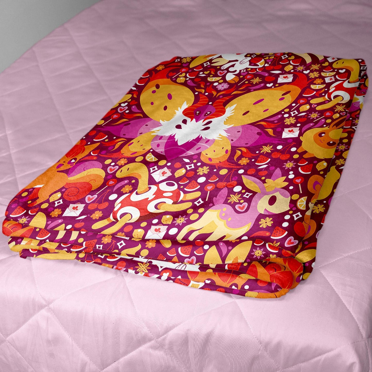 Vulpix and Shuckle Blanket, Cute Baby Blanket, Cozy Fleece Throw, Soft Cotton Blanket, Kawaii Bedroom Decor, Alolan Vulpix Blanket Gifts