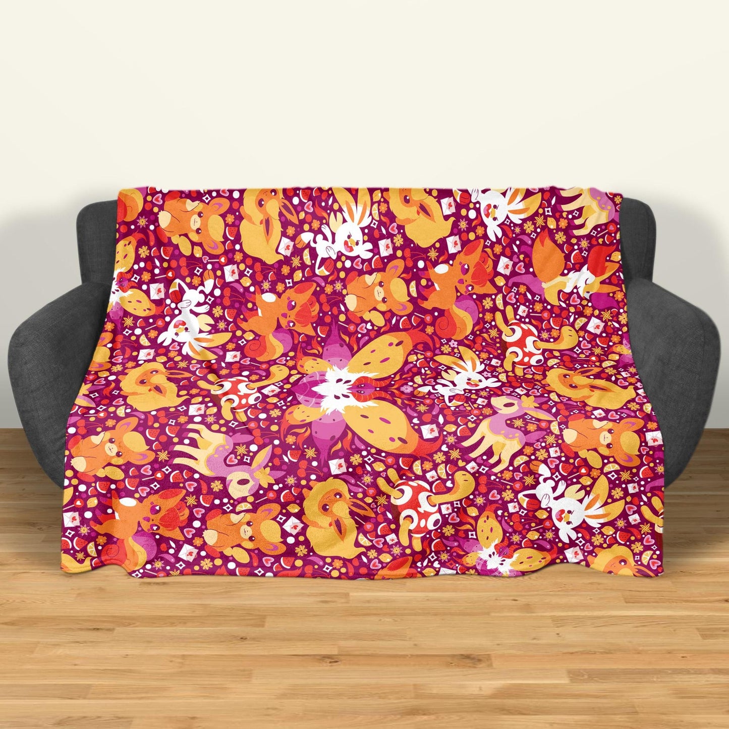 Vulpix and Shuckle Blanket, Cute Baby Blanket, Cozy Fleece Throw, Soft Cotton Blanket, Kawaii Bedroom Decor, Alolan Vulpix Blanket Gifts