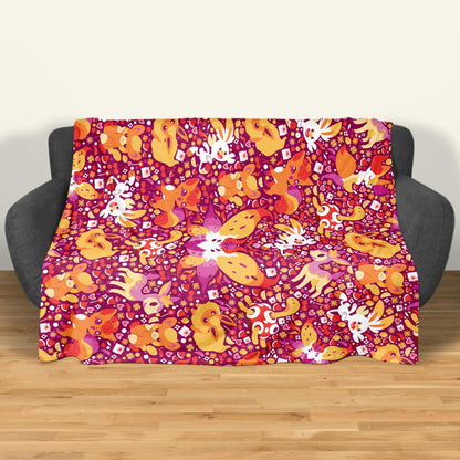 Vulpix and Shuckle Blanket, Cute Baby Blanket, Cozy Fleece Throw, Soft Cotton Blanket, Kawaii Bedroom Decor, Alolan Vulpix Blanket Gifts