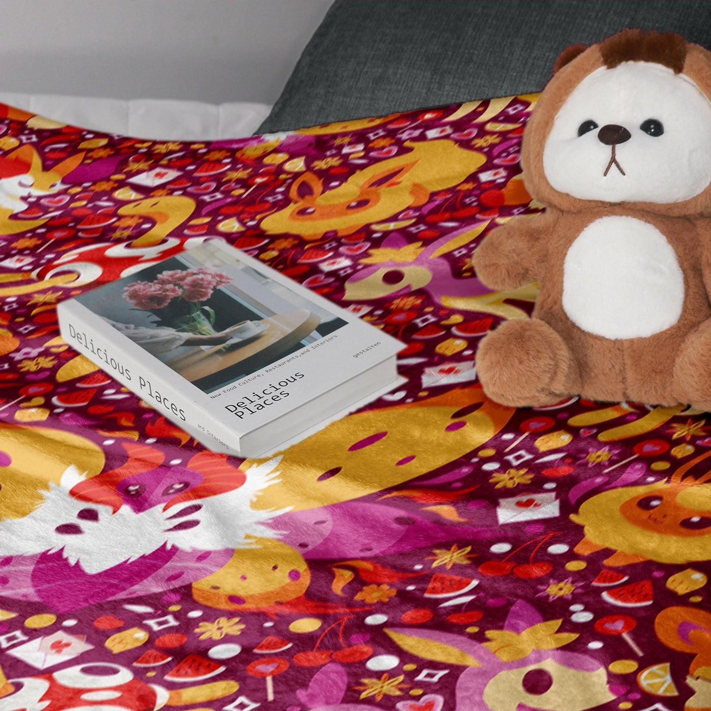 Vulpix and Shuckle Blanket, Cute Baby Blanket, Cozy Fleece Throw, Soft Cotton Blanket, Kawaii Bedroom Decor, Alolan Vulpix Blanket Gifts