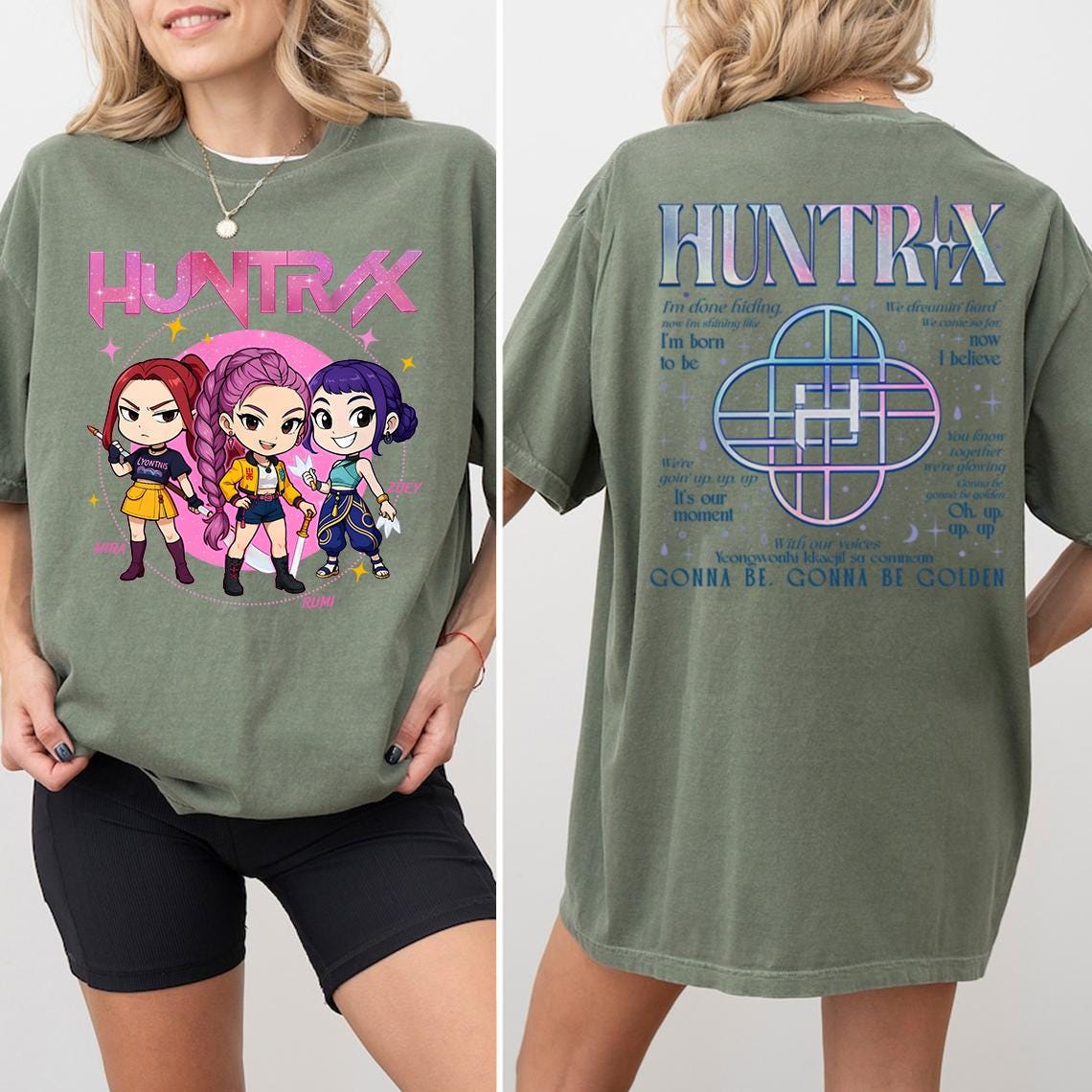 Comfort Colors® Huntrix Demon Hunters Shirt, Huntrix Girls TShirt, Mira Rumi Joey Shirt, Demon Hunter Merch,Gift For Kpop Fan PSN1467.1466.B