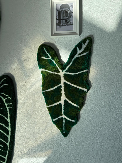 Handmade Tropical Leaf Rug Wall Decor Set – Monstera, Caladium & Alocasia Tufted Rugs – Botanical Plant Lover Gift