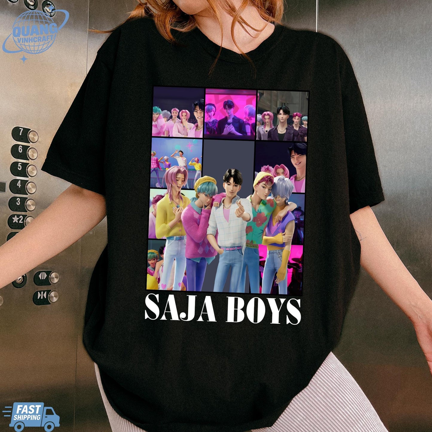 Kpop Saja Boys Shirt, Kpop Demon Hunters T-shirt, Demon Hunters Merch, Kpop Huntrix Pin shirt, Saja Boys Fan Gifts