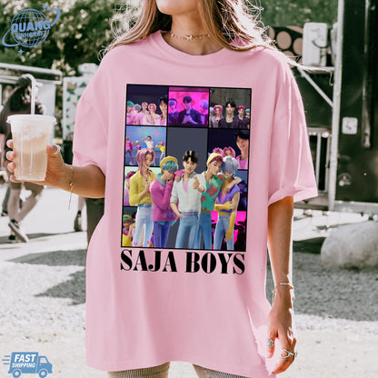 Kpop Saja Boys Shirt, Kpop Demon Hunters T-shirt, Demon Hunters Merch, Kpop Huntrix Pin shirt, Saja Boys Fan Gifts