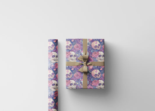 Pastel Goth Watercolor Wrapping Paper Roll Halloween Spooky Cute Ghost Bat Witch Gothic Style #16