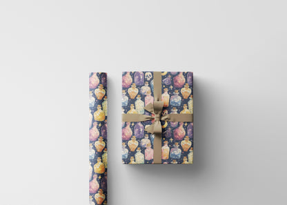 Pastel Goth Halloween Wrapping Paper Roll Watercolor Cute Spooky vibes Bats Skeleton Witchy Pattern #19