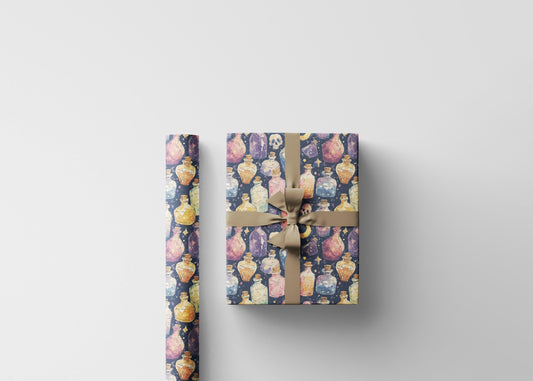 Pastel Goth Halloween Wrapping Paper Roll Watercolor Cute Spooky vibes Bats Skeleton Witchy Pattern #19