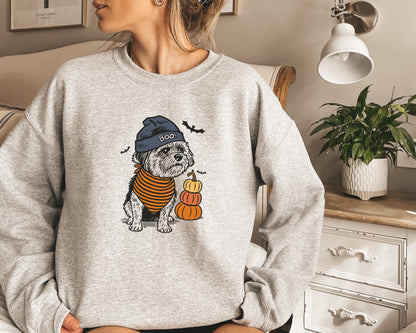 Halloween Dog Sweatshirt, Boo Hat Black Dog Shirt, Cute Pumpkin Fall Pet Shirt, Cute Dog in Halloween Costume, Cute Halloween Dog