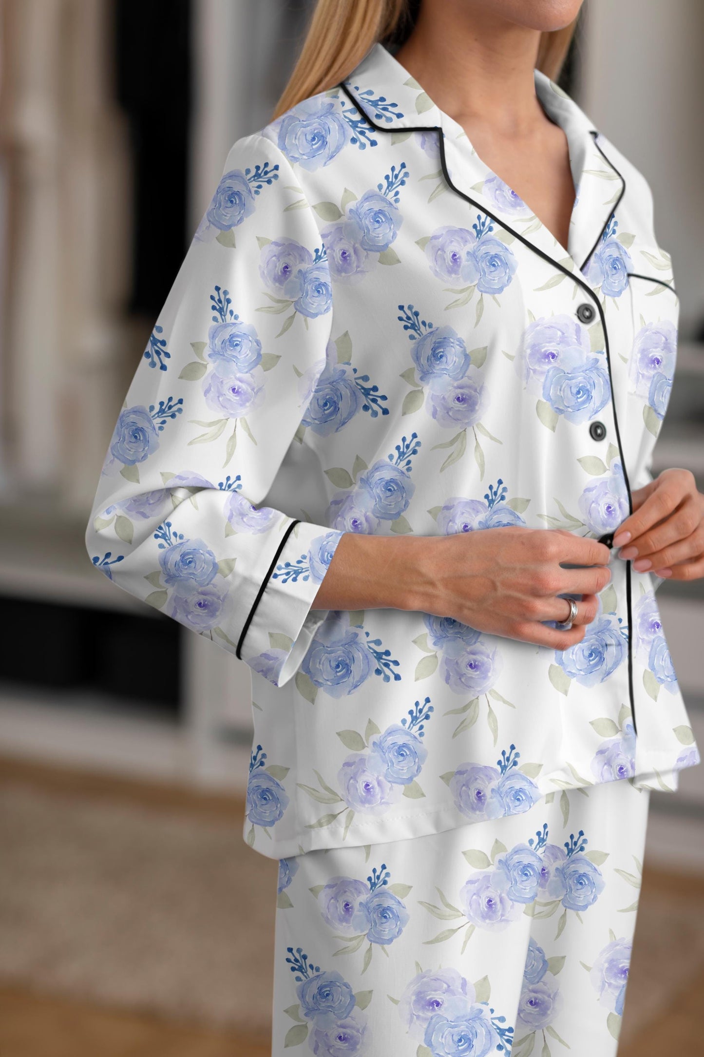 Satin Pajama Set – Bridgerton-Inspired Bride Getting Ready Outfit | Bridal Pajamas | Bridesmaid Pajama | Bridal Shower Gift | Something Blue