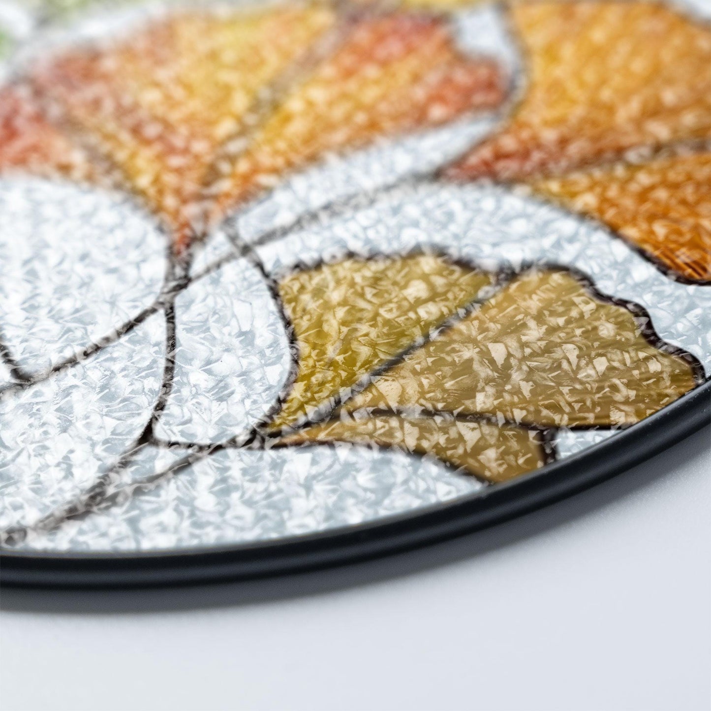 Ginkgo Leaf Stained Glass Suncatcher, Hanging Window Panel with Colorful Autumn Leaves, Unique Home and Garden Decoration Gift