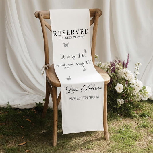 Reserved In Loving Memory Wedding Banner, Personalized Memorial Chair Sign, Aisle Seat Decor, Remembrance Decoration,Lost Loved Ones Tribute
