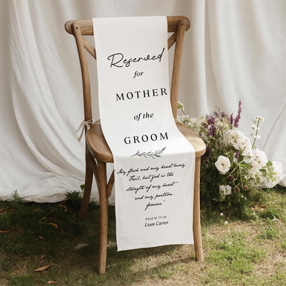 Custom Reserved Chair Sign, Wedding Ceremony Decor, Mother of the Groom Seat Banner, Personalized Wedding Sign, Custom Reserved Seat Marker