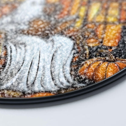 Ghost Stained Glass Suncatcher, Halloween Window Hanging with Black Cats, Pumpkins and Bats, Spooky Gothic Fall Home Decor Gift