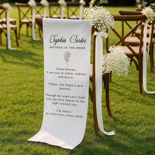 Mother of the Bride Remembrance Banner, Memory Chair Sign For Ceremony, Missing Loved One Wedding Tribute, Memorial Seat Reserved Banner